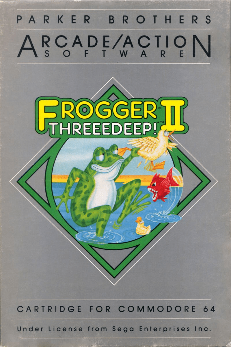 Frogger II: Threedeep box art for Commodore 64